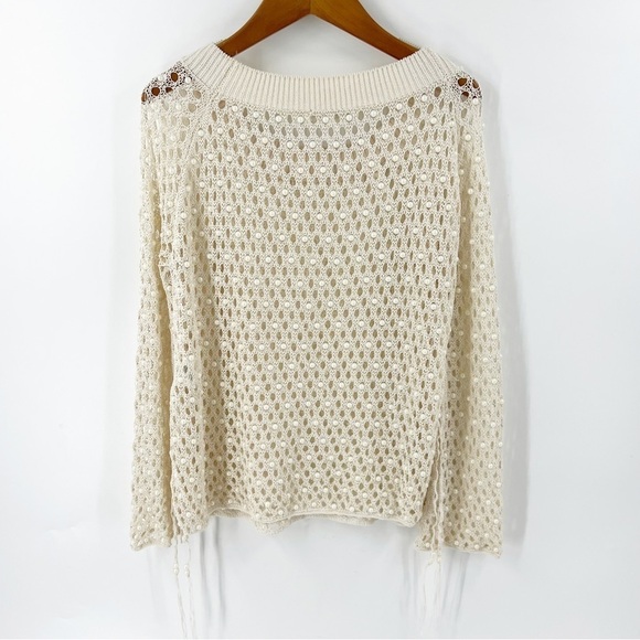 ✅ JONATHAN SIMKHAI Cage Pearl Sweater CREAM FULLY BEADED RETAIL $695 SIZE SMALL - Picture 6 of 7